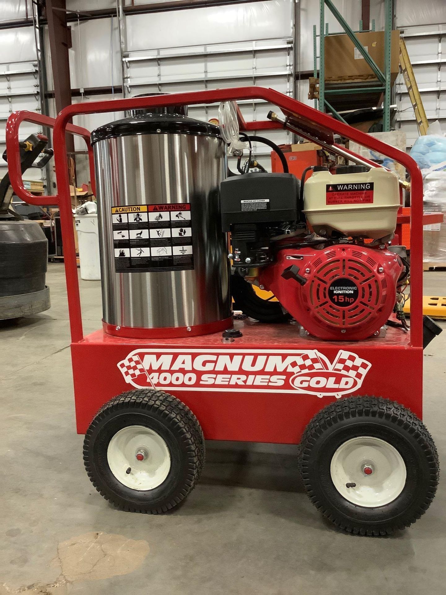 UNUSED 2021 MAGNUM 4000 SERIES GOLD HOT WATER PRESSURE WASHER,DIESEL GAS POWER, ELECTRIC START, APPR - Image 3 of 15