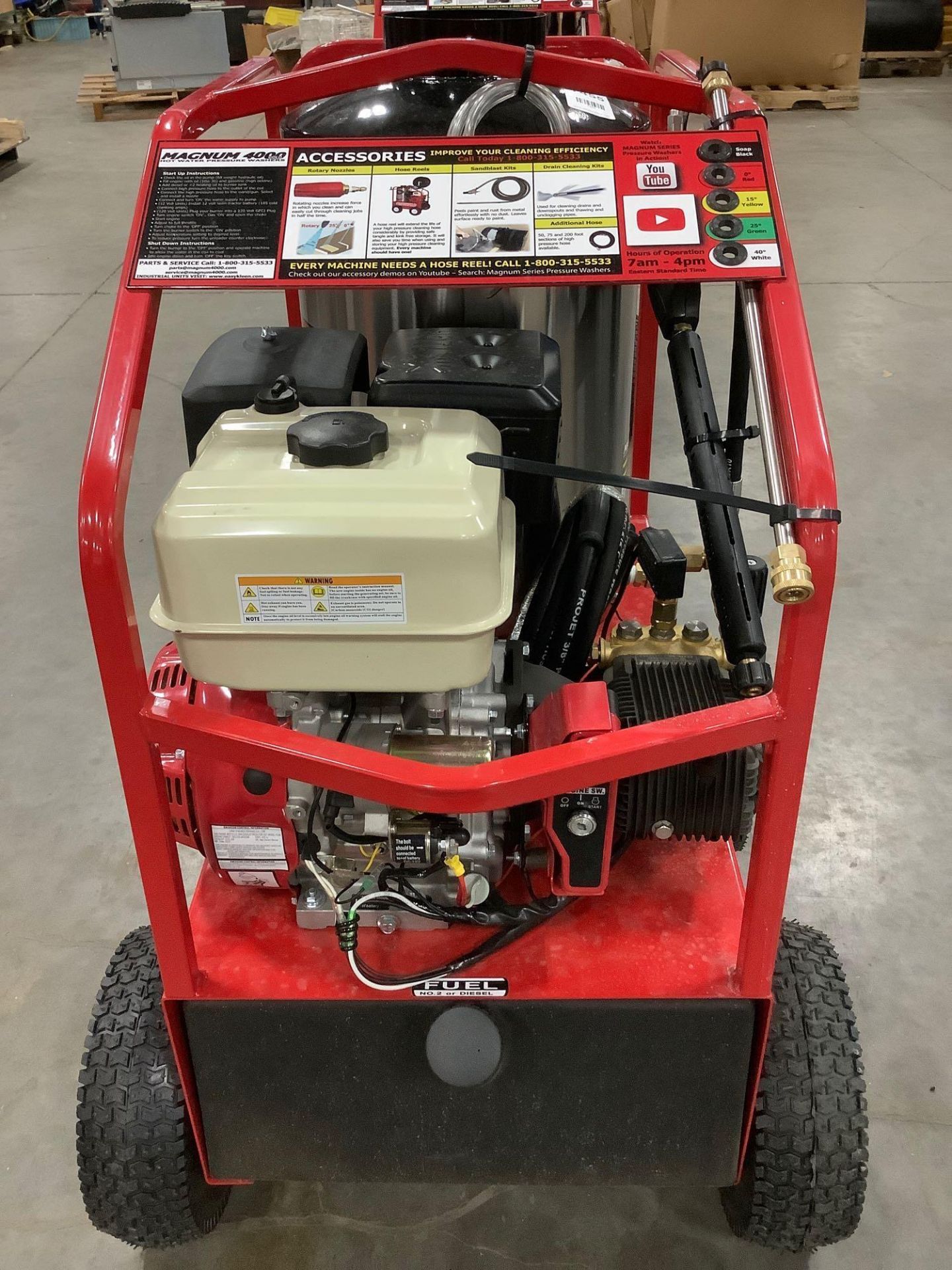 UNUSED 2021 MAGNUM 4000 SERIES GOLD HOT WATER PRESSURE WASHER,DIESEL GAS POWER, ELECTRIC START, APPR - Image 10 of 15