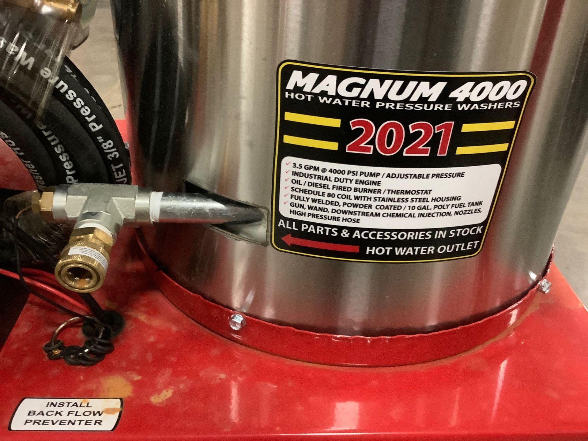 UNUSED 2021 MAGNUM 4000 SERIES GOLD HOT WATER PRESSURE WASHER,DIESEL GAS POWER, ELECTRIC START, APPR - Image 11 of 15