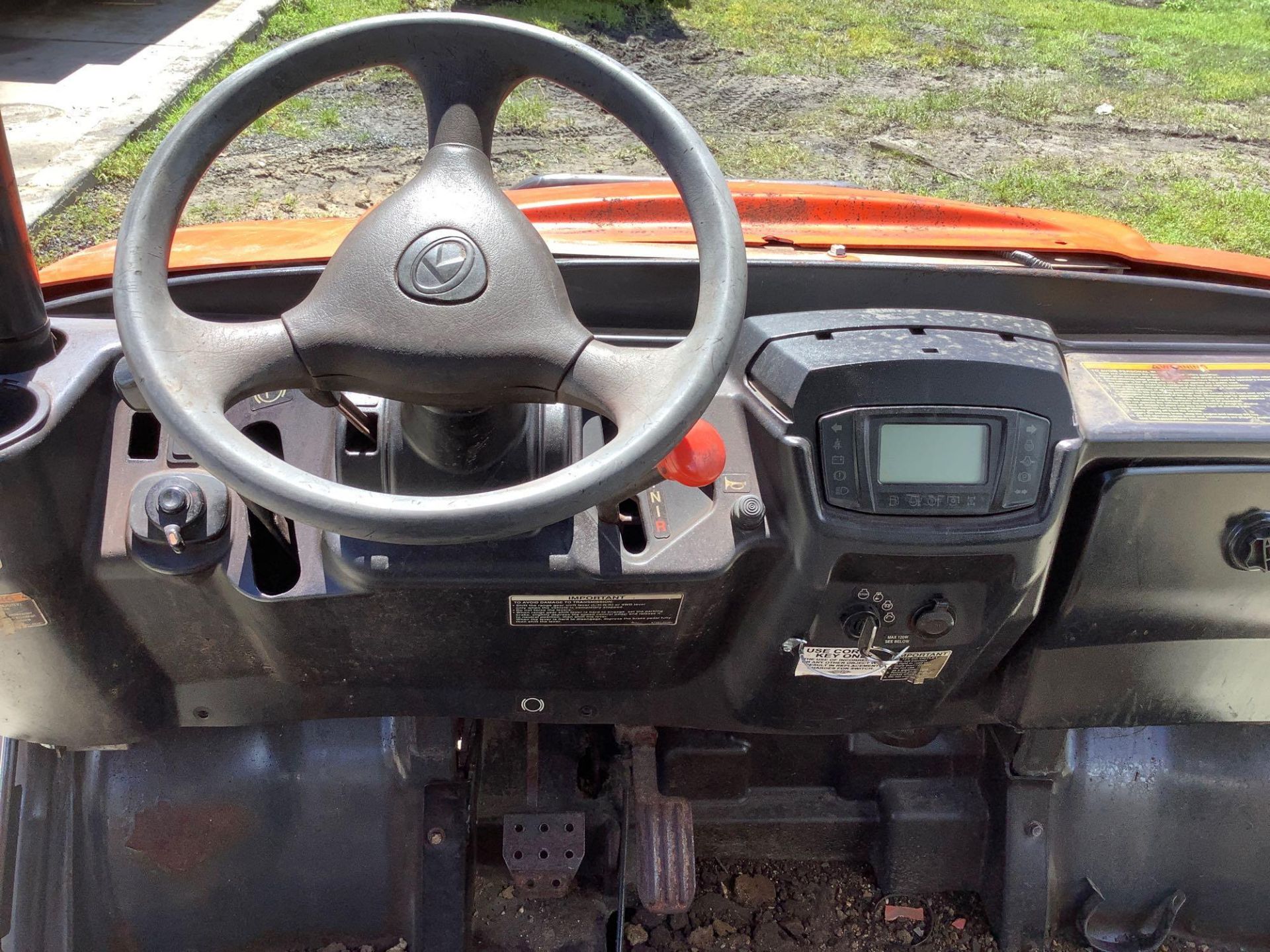 2016 KUBOTA UTV MODEL RTV-X1140, DIESEL, KUBOTA ENGINE, CREW CAB, HYDRAULIC DUMP BED, DAMAGED DURING - Image 11 of 13