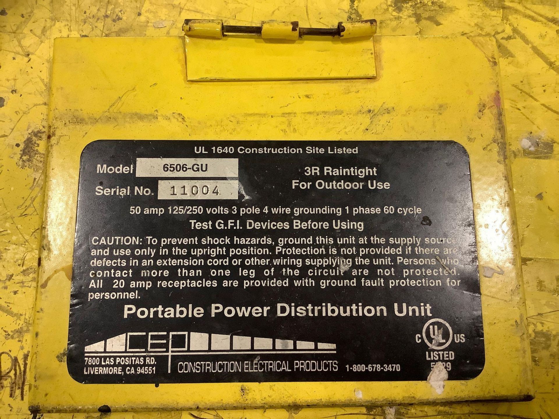 CONSTRUCTION ELECTRICAL 3R RAINTIGHT PORTABLE POWER DISTRIBUTION UNIT MODEL 6506-GU , PHASE 1, APPRO - Image 7 of 8