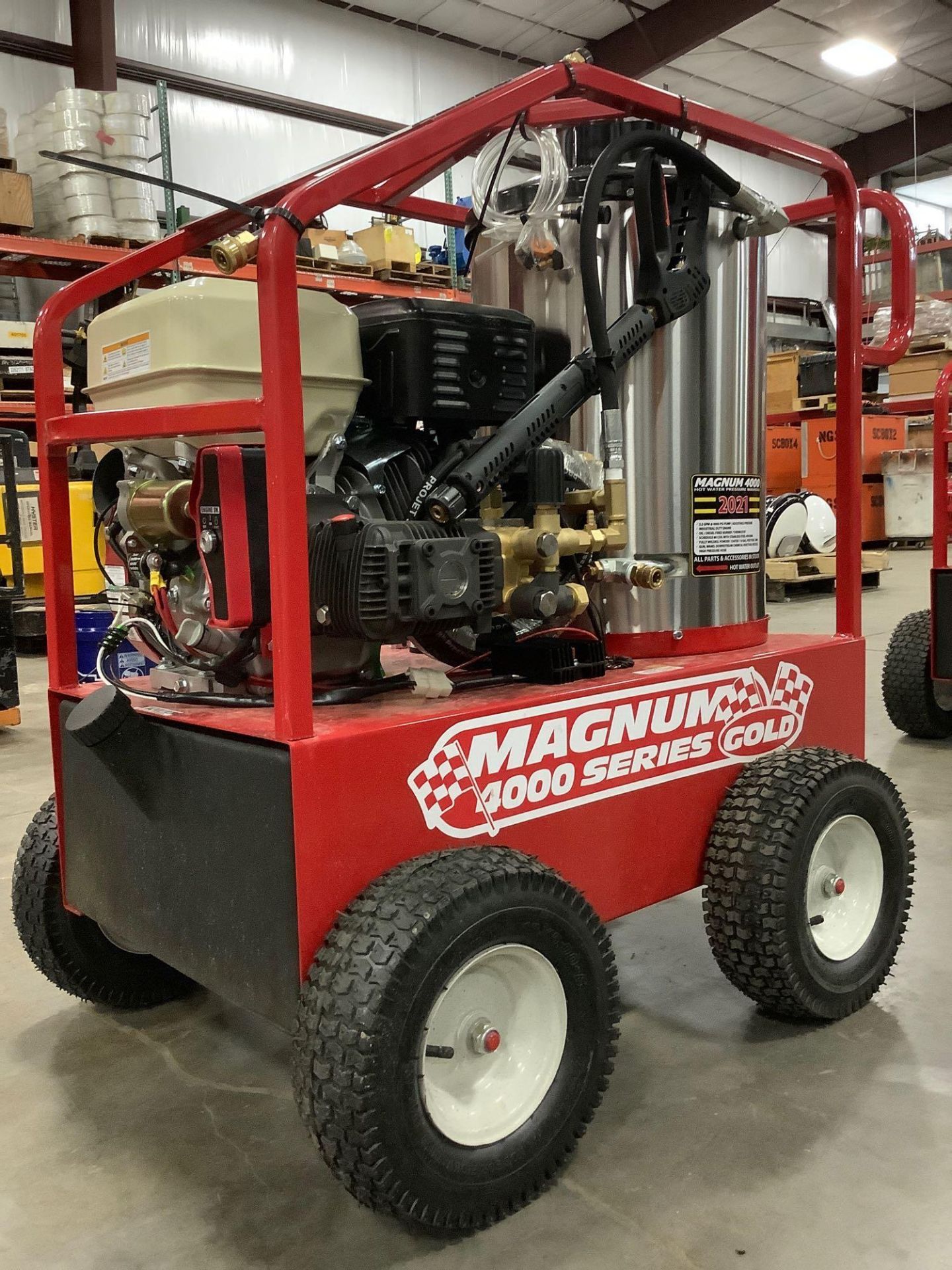 UNUSED 2021 MAGNUM 4000 SERIES GOLD HOT WATER PRESSURE WASHER,DIESEL GAS POWER, ELECTRIC START, APPR - Image 8 of 15