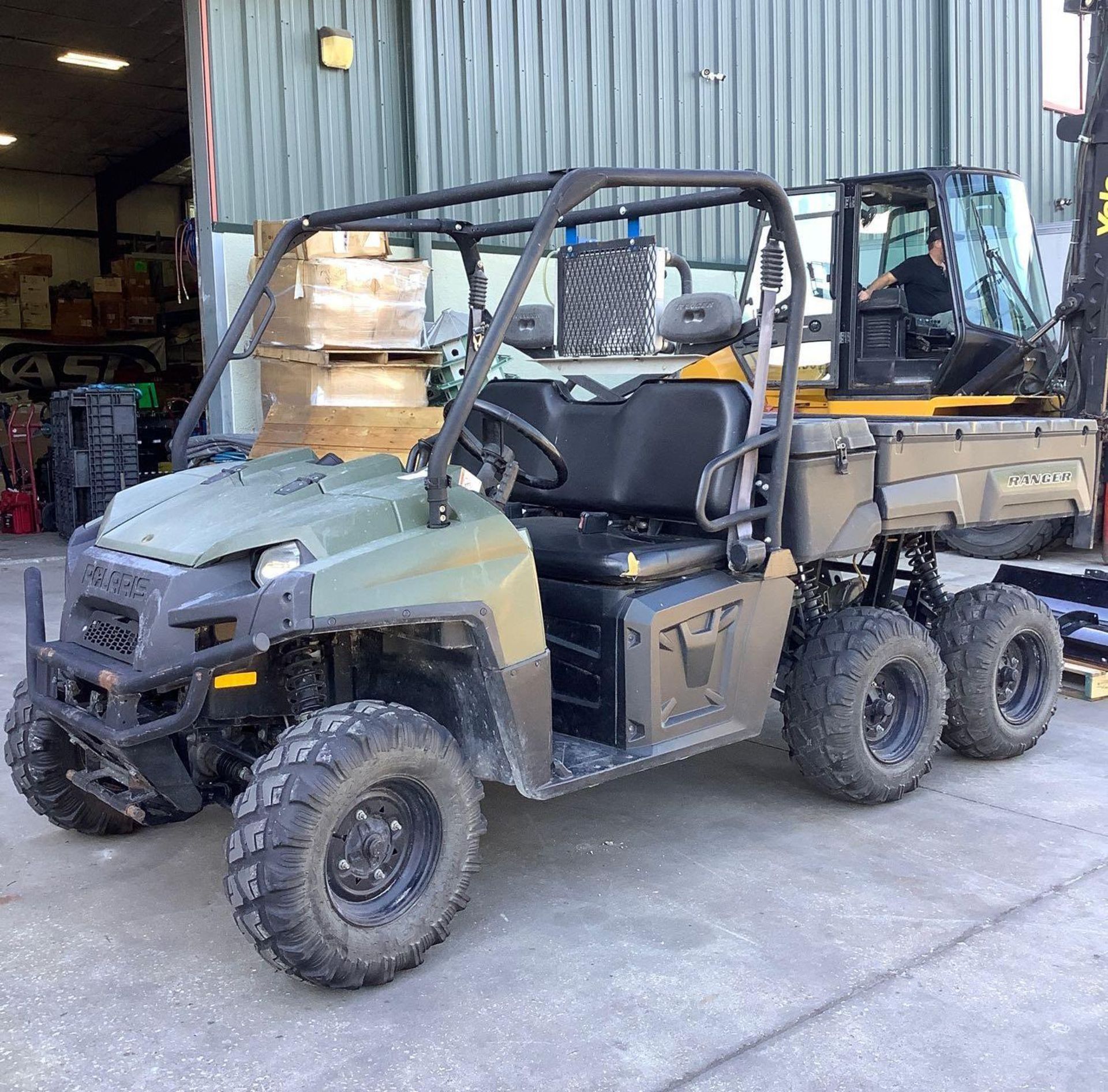 2011 POLARIS 6x6 RANGER 700, GAS POWERED, AWD, AUTOMATIC DUMP BED, STORAGE BOX APPROX 5FT LONG, HITC