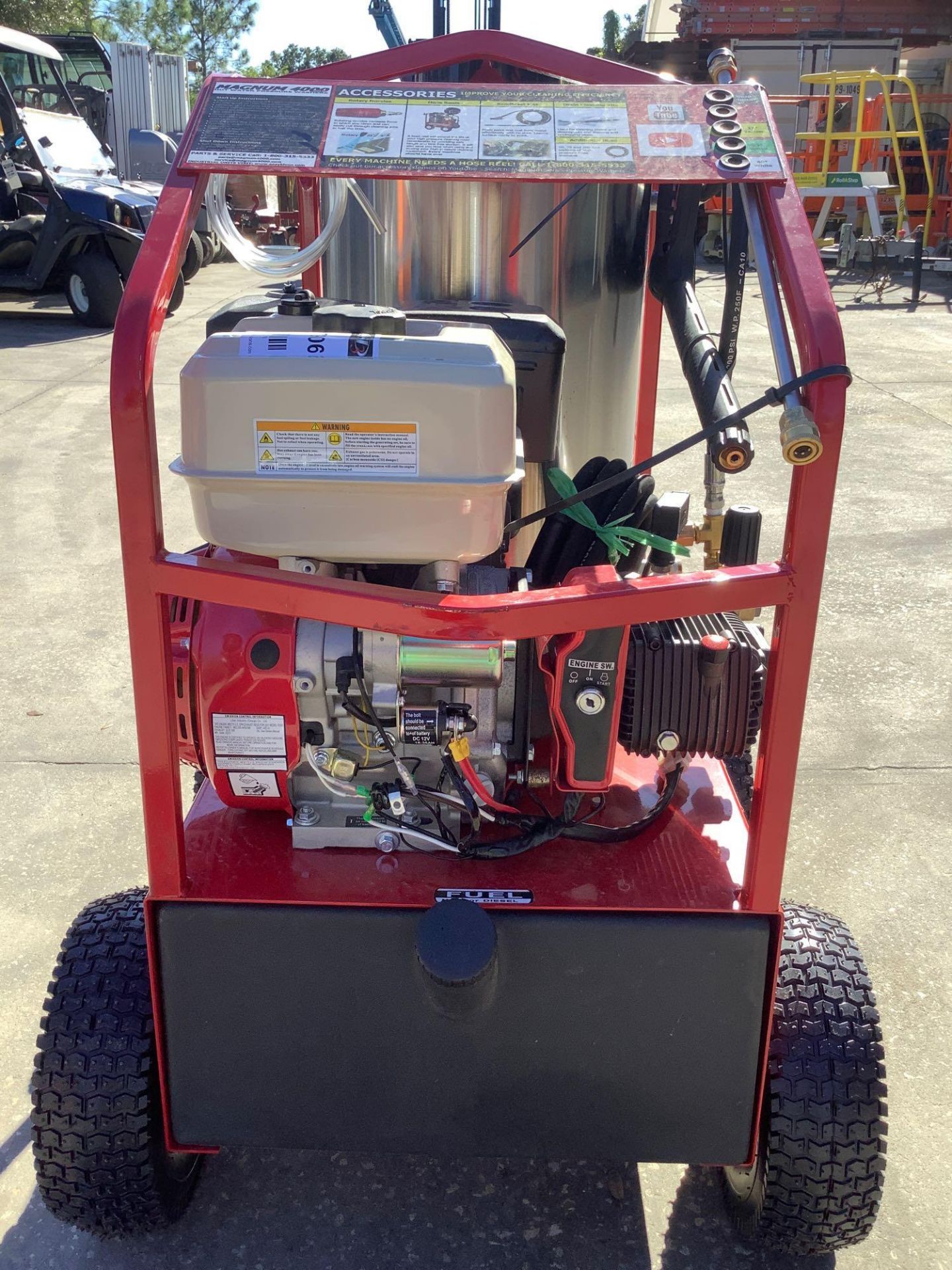 UNUSED 2021 MAGNUM 4000 SERIES GOLD HOT WATER PRESSURE WASHER,DIESEL GAS POWER, ELECTRIC START, APPR - Image 10 of 13