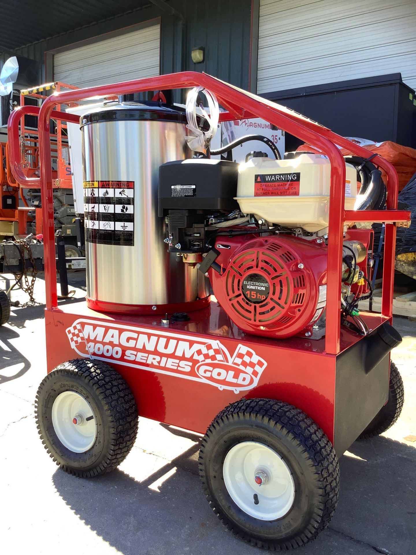 UNUSED 2021 MAGNUM 4000 SERIES GOLD HOT WATER PRESSURE WASHER,DIESEL GAS POWER, ELECTRIC START, APPR - Image 8 of 13