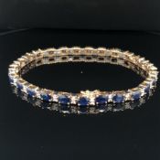 ESTATE SAPPHIRE AND DIAMOND BRACELET. 14K GOLD. APPROXIMATELY 7.25”. WEIGHS APPROXIMATELY 12.4 GRAMS