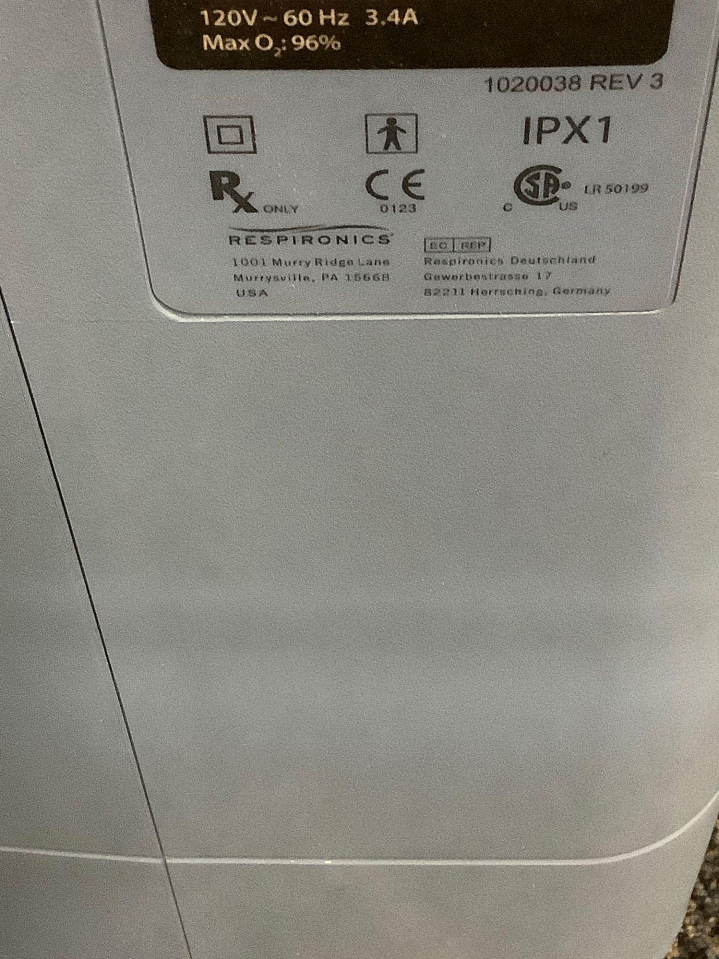 RESPIRONICS EVERFLO I OPI OXYGEN CONCENTRATOR, APPROX 120VOLTS, APPROX MAX O2 96%, NEW HOSE INCLUDED - Image 5 of 6