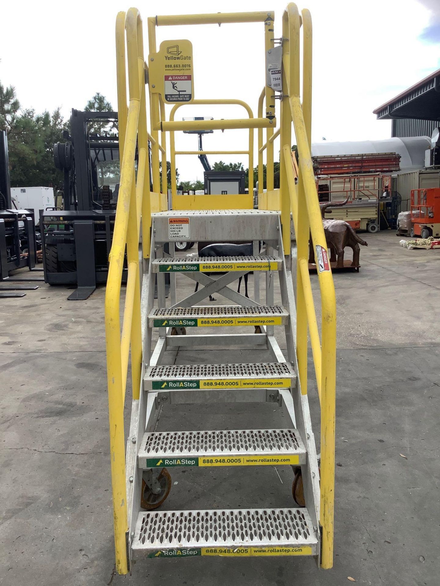 ROLLASTEP MP SERIES MOBILE PLATFORM, ALUMINUM, APPROX 149in DEEP x 39 in WIDE x 8FT TALL - Image 8 of 8