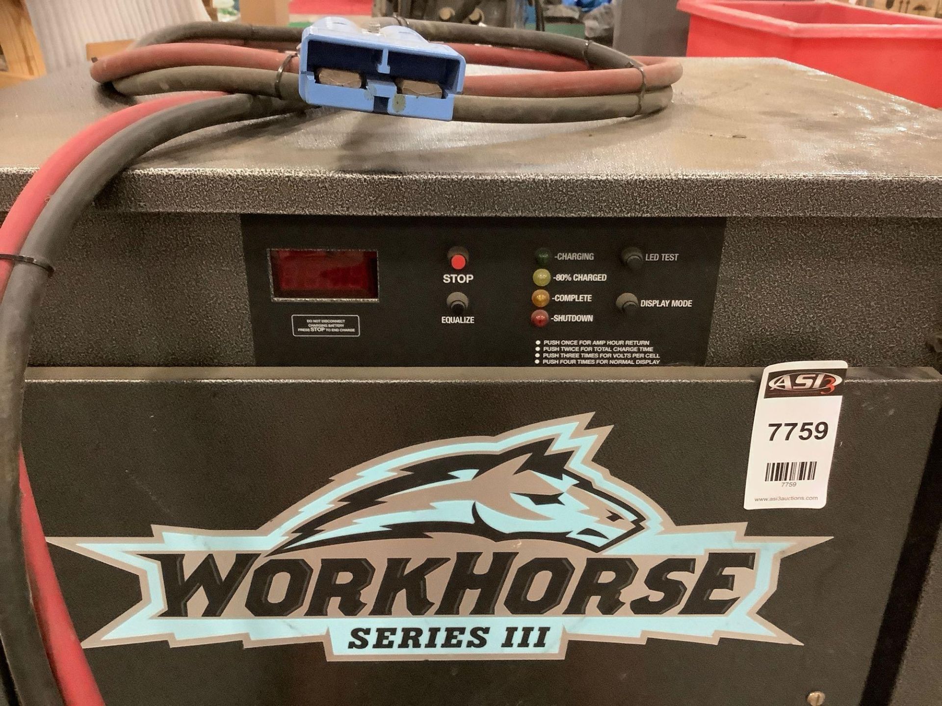 WORKHORSE SERIES III INDUSTRIAL BATTERY CHARGER MODEL 24Y0750X9DS, PHASE 3, APPROX DC VOLTS OUT 48, - Image 4 of 5