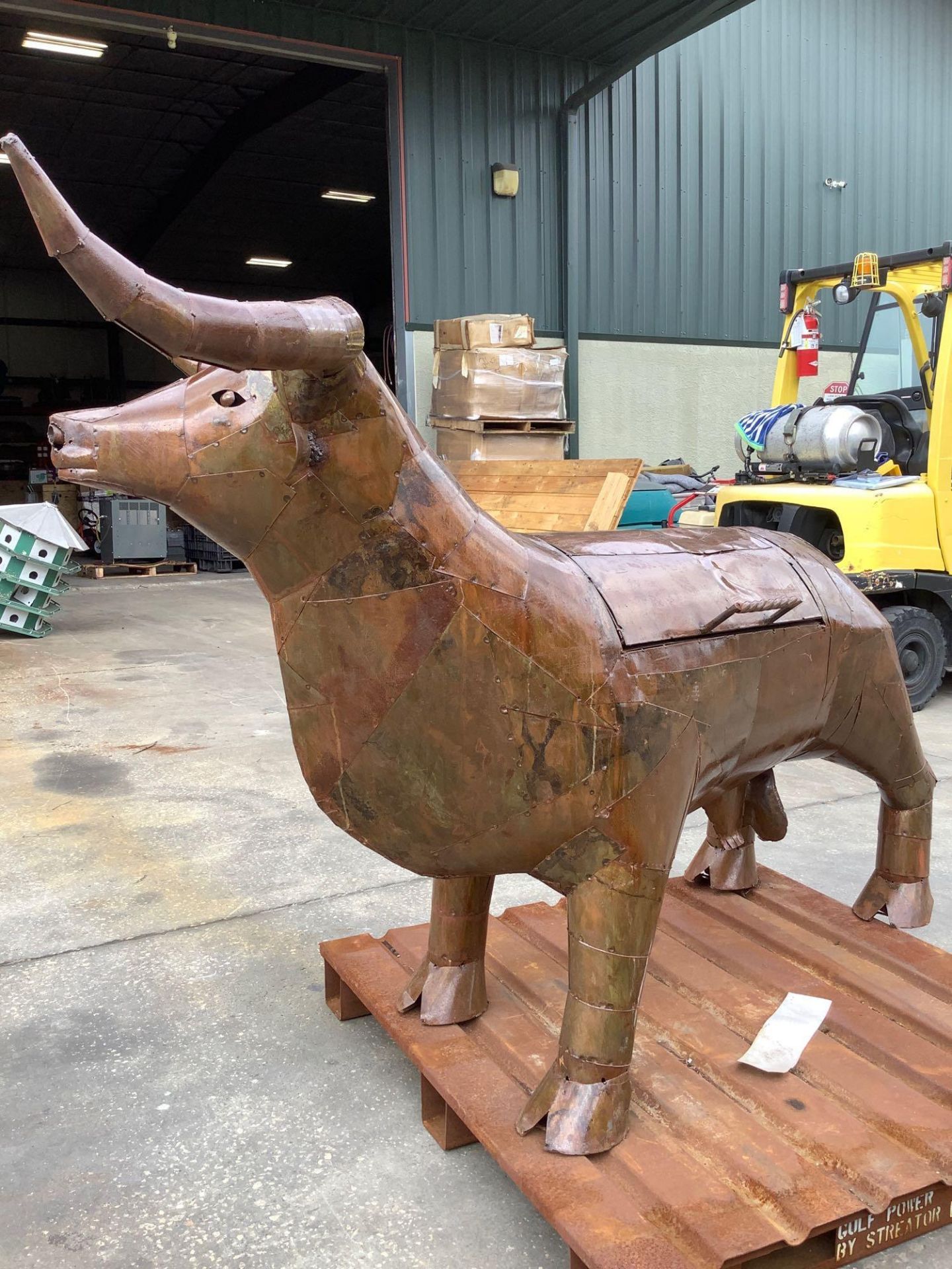 UNUSED LARGE METAL BULL CHARCOAL GRILL, APPROX 79IN LONG - Image 9 of 9