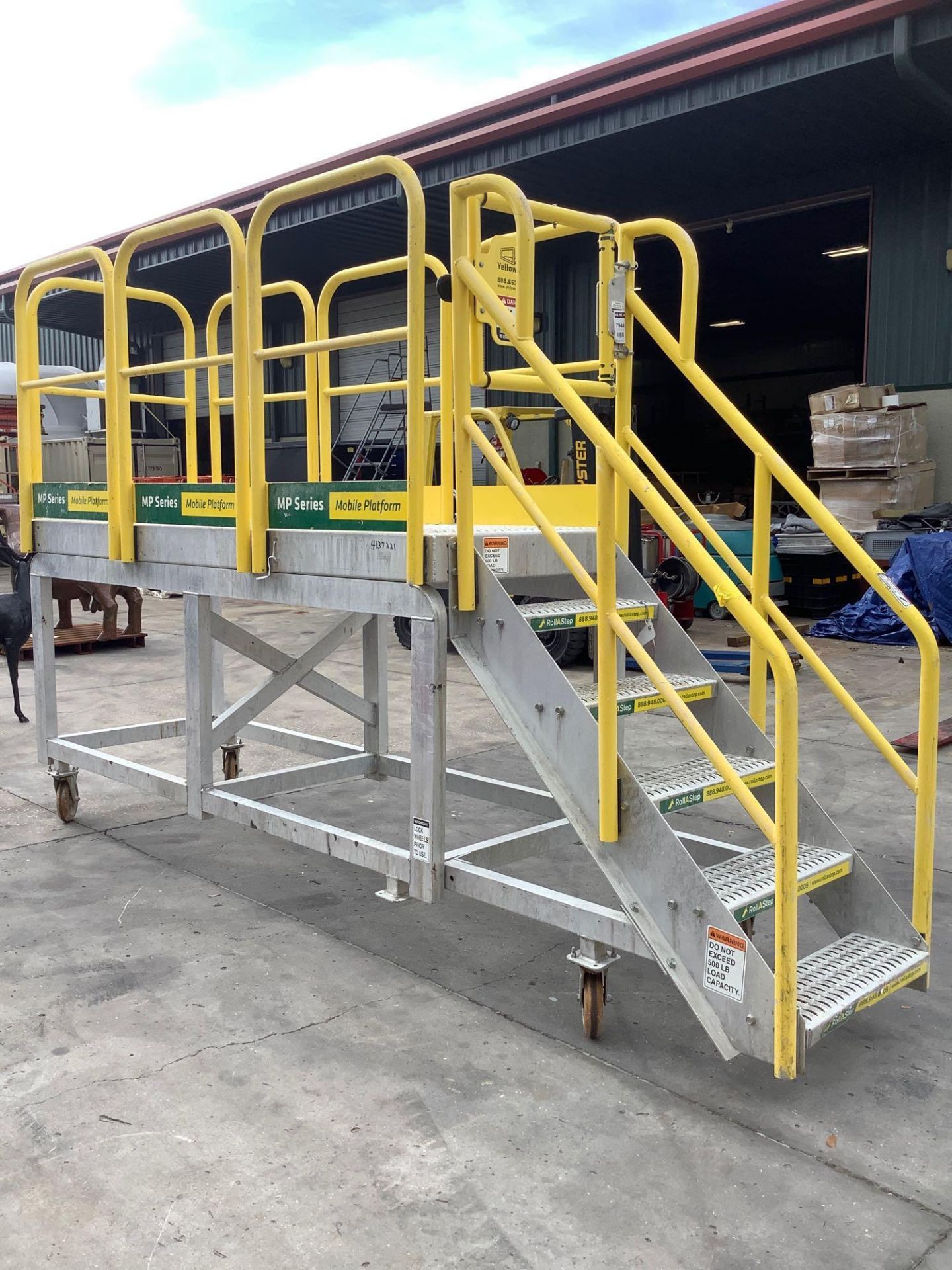 ROLLASTEP MP SERIES MOBILE PLATFORM, ALUMINUM, APPROX 149in DEEP x 39 in WIDE x 8FT TALL - Image 7 of 8