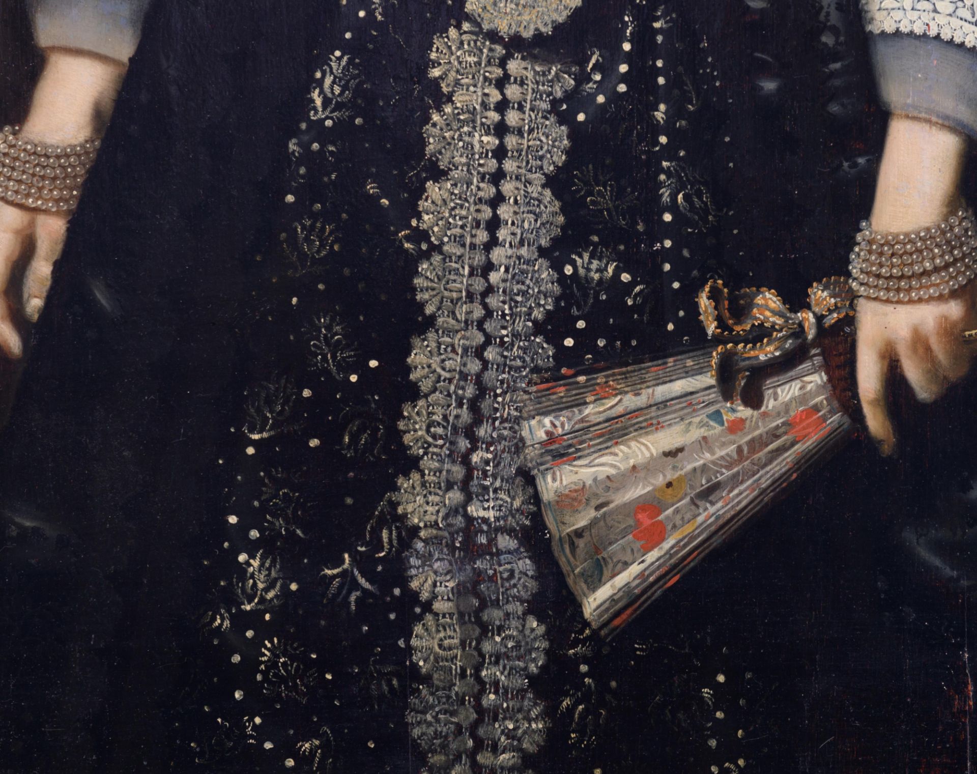 Dirck van Santvoort (attributed to), the three-quarter-length portrait of a well-off lady in a black - Image 12 of 13