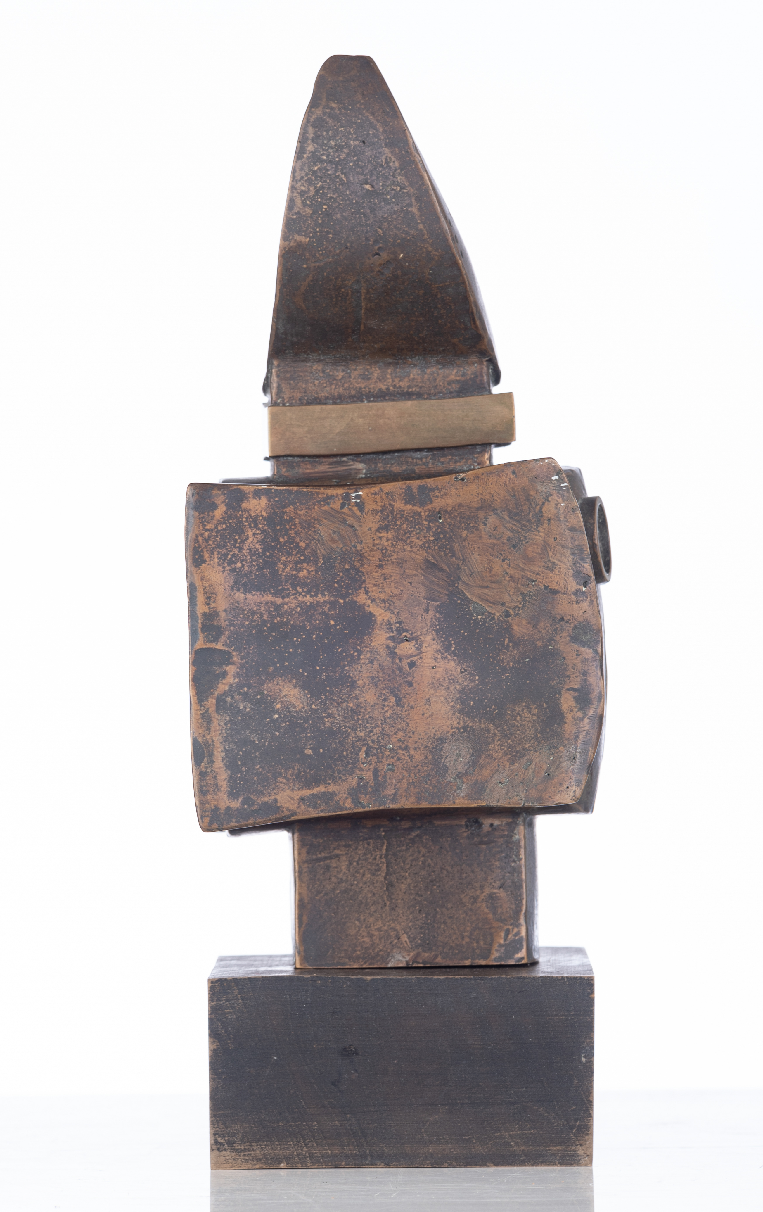 Minnebo H., 'the Moon', dated (19)73, Nø 1/1, patinated bronze on a patinated wooden base, H 28,5 - - Image 5 of 11