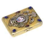 A Russian vermeil silver cigarette case, decorated with a crowned miniature portrait of Ludwig II of