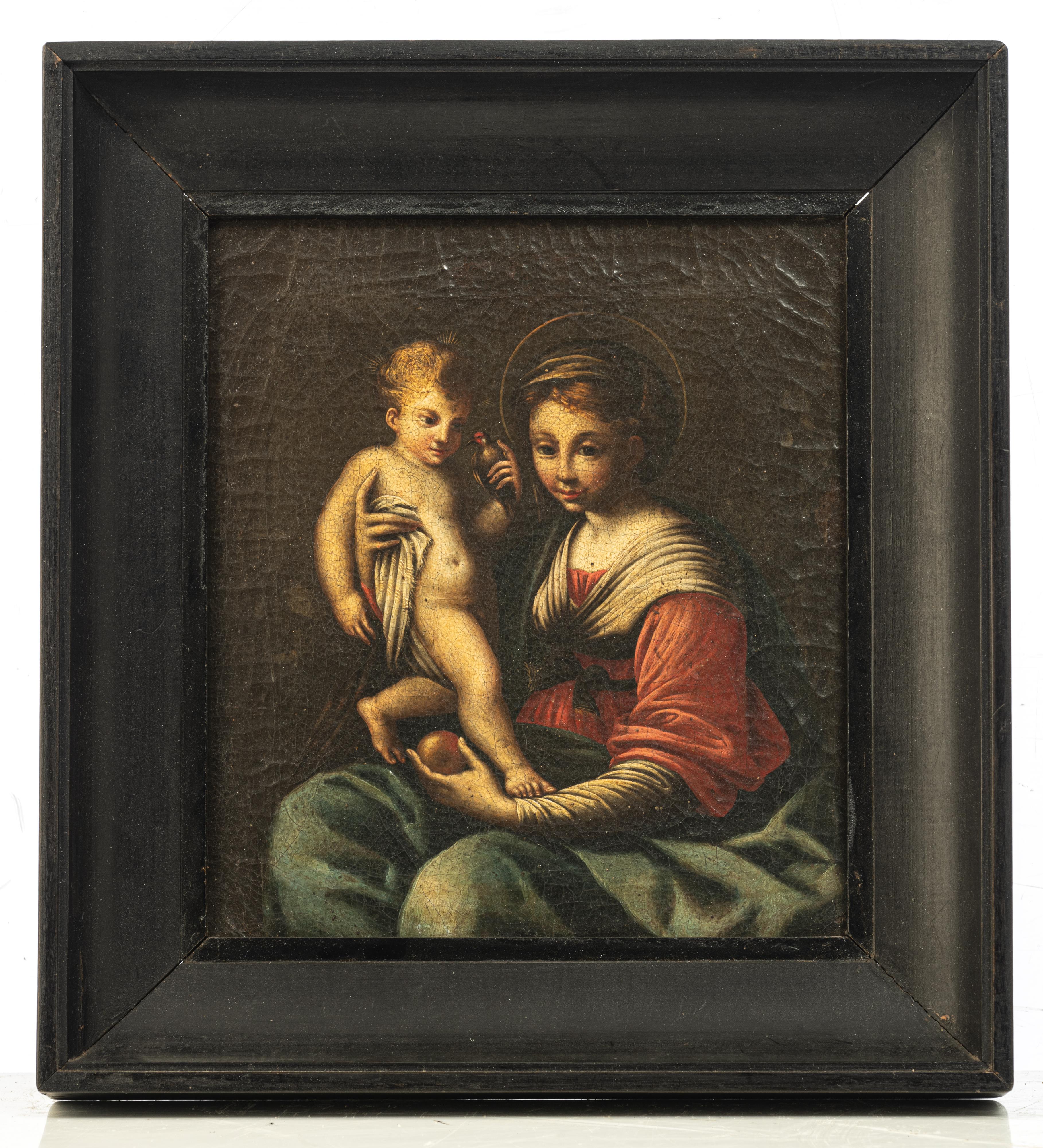 Unsigned, three religious works depicting two scenes with the Madonna holding the Holy Child (in whi - Image 16 of 20
