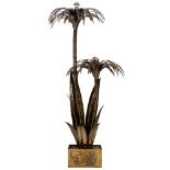 A large vintage '60s brass Maison Jansen palm tree floor lamp, H 160 cm