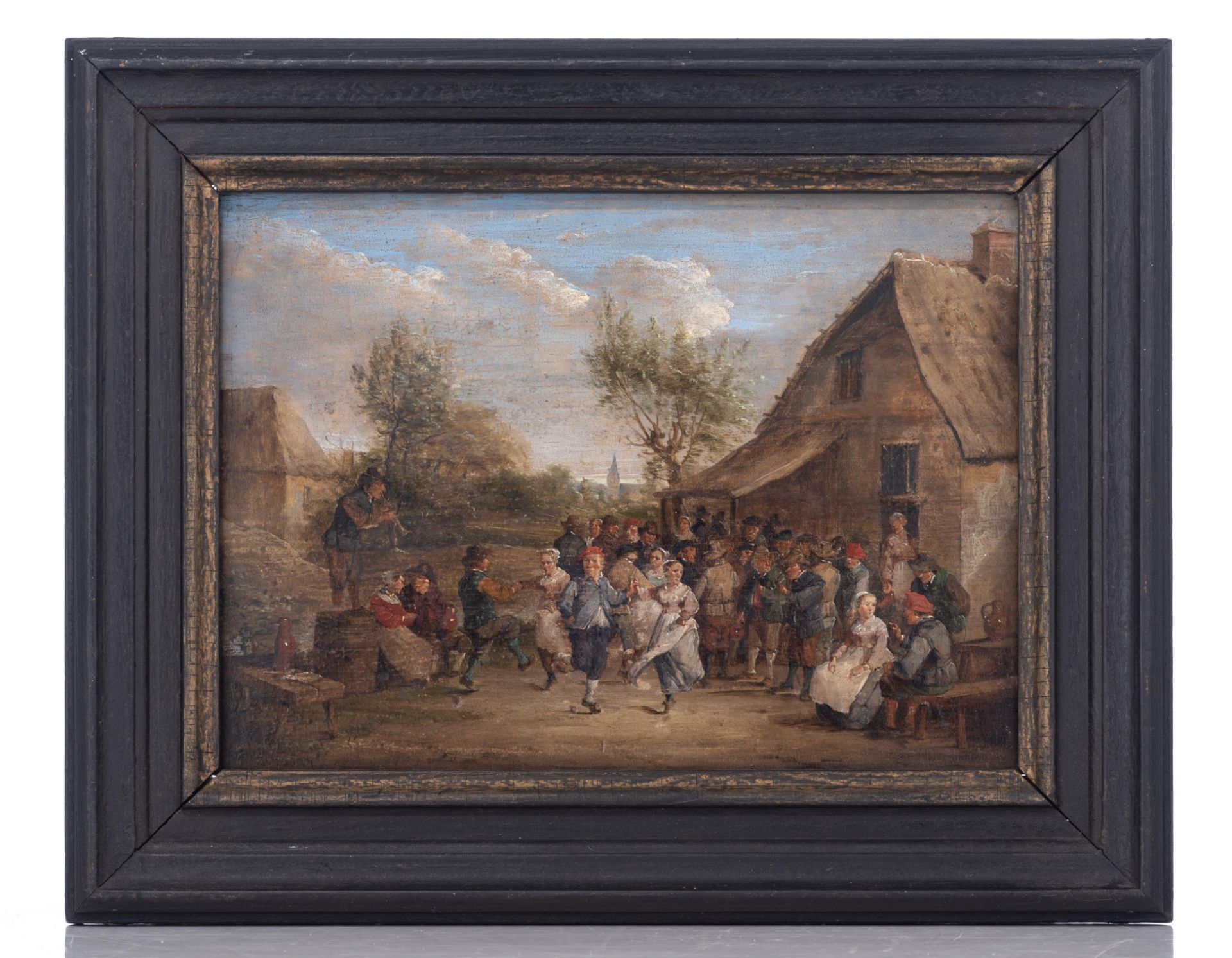 No visible signature, 'The Peasant Wedding', in the manner of David II Teniers, 18thC, oil on an oak - Image 2 of 14