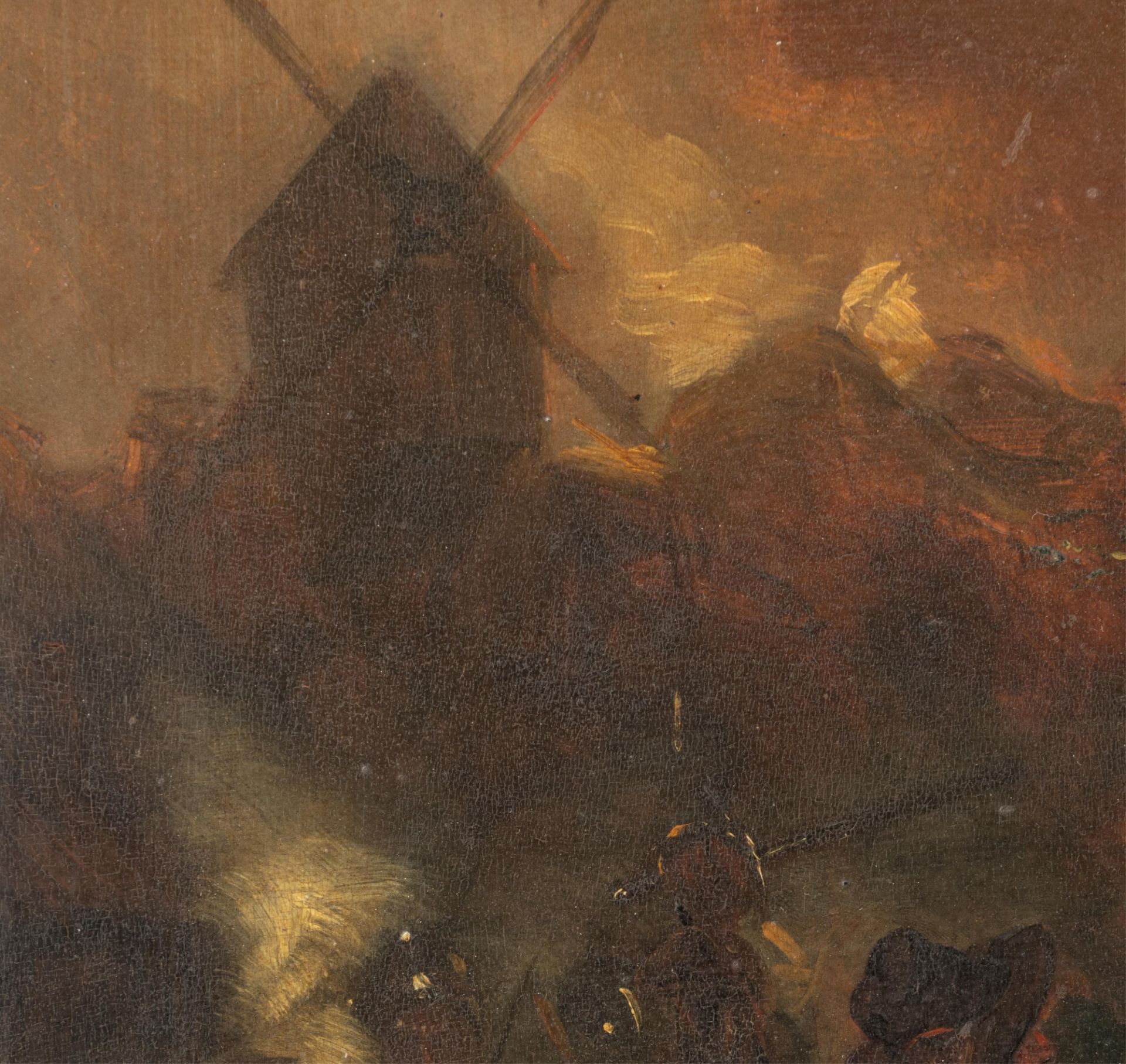 No visible signature, the heat of the battle, 19thC, oil on panel, 62 x 79 cm - Image 7 of 8