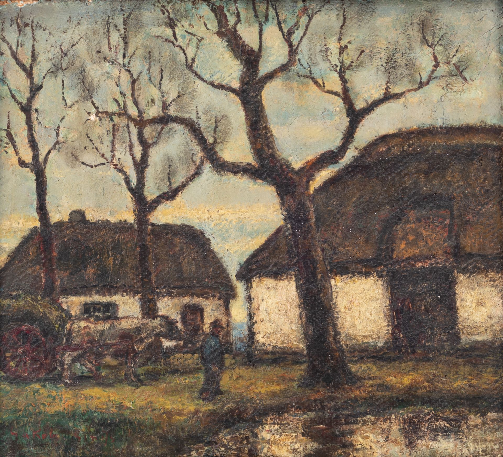 Smits J., a farm in the Flemish Campine, oil on canvas, 47,5 x 52 cm