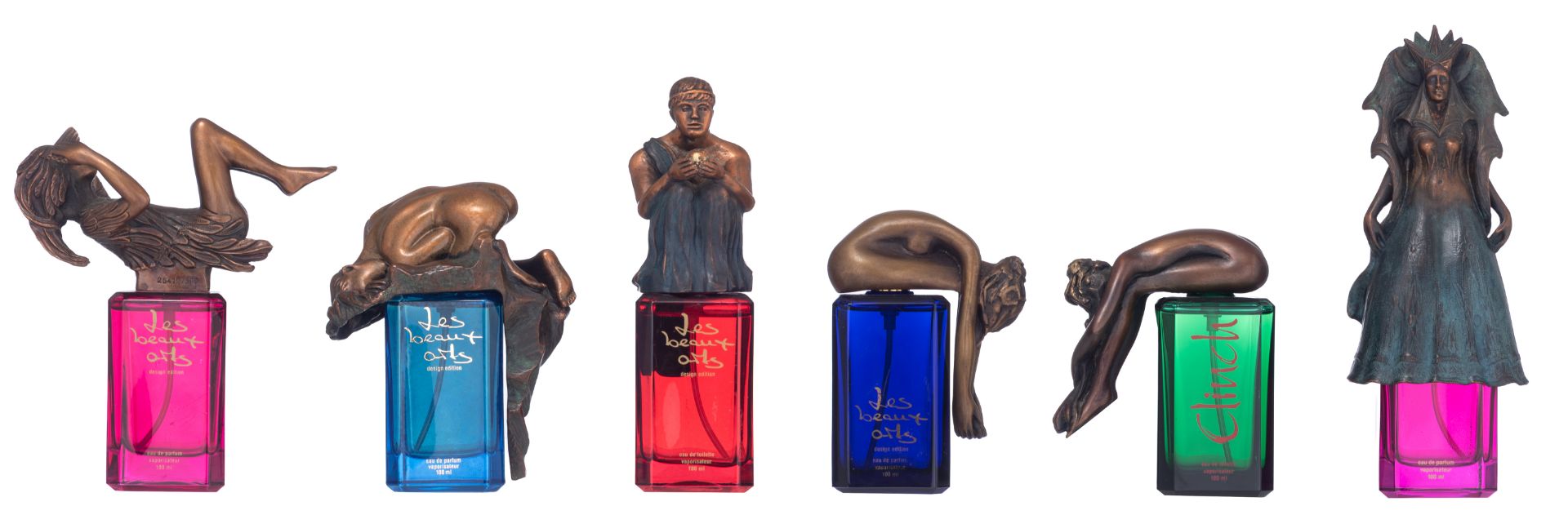 A series of 18 Les Beaux Arts perfume bottles with patinated bronze sculptures, design by various ar - Image 8 of 35