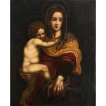 No visible signature, the Madonna holding the Holy Child, Spanish, 17th/18thC, oil on canvas, 64,5 x