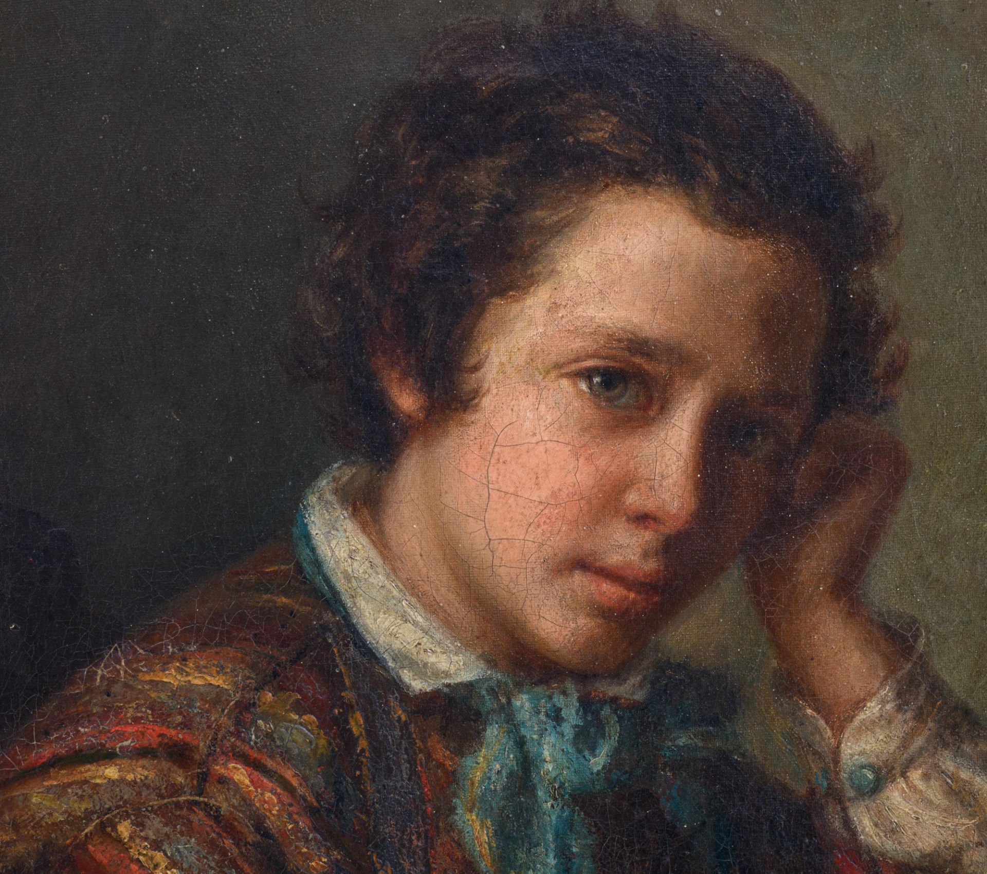 No visible signature,ÿa young man dedicated to his study, 19thC, oil on canvas, 53 x 65 cm - Bild 5 aus 8