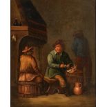No visible signature, a genre painting in the manner of Teniers, 19thC, oil on canvas, 23 x 40 cm