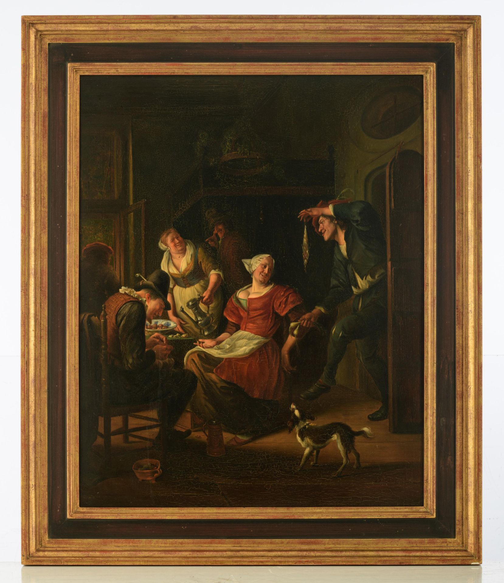 A fine copy after a famous genre painting by Jan Steen (signed 'J. Steen'), 'The Love Proposal', 19t - Image 2 of 10