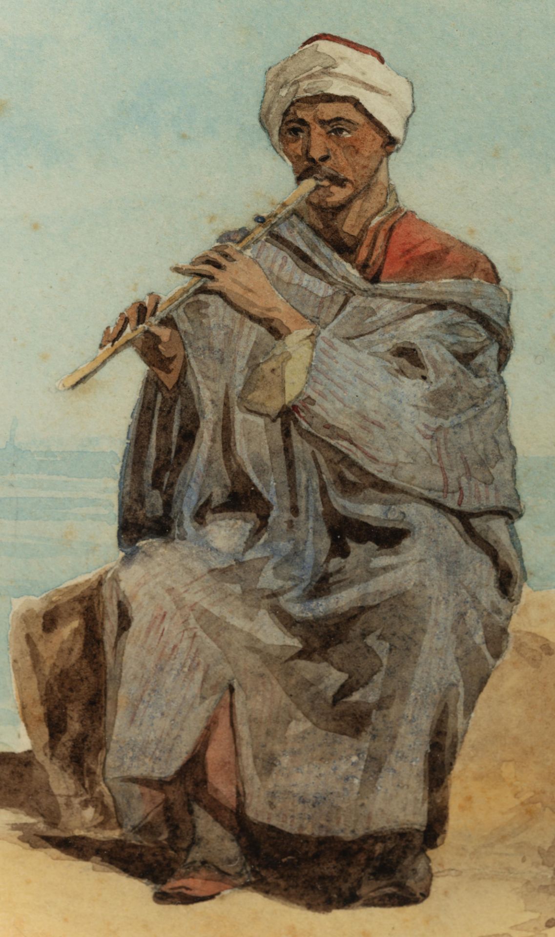 Ballue H. O., two Arab types, watercolour, 19thC, 12,4 x 18, 6 cm - Bild 6 aus 7