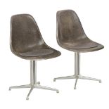 A pair of Eames 'La Fonda' chairs, design for Herman Miller, elephant hide grey fibreglass, H 80 - W