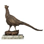 Amorgasti A., a pheasant, patinated bronze, on a green marble base, H (with base) 39 - (without base