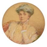 Toussaint F., the half-length portrait of a lady, watercolour and gouache on paper, › 13,5 cm
