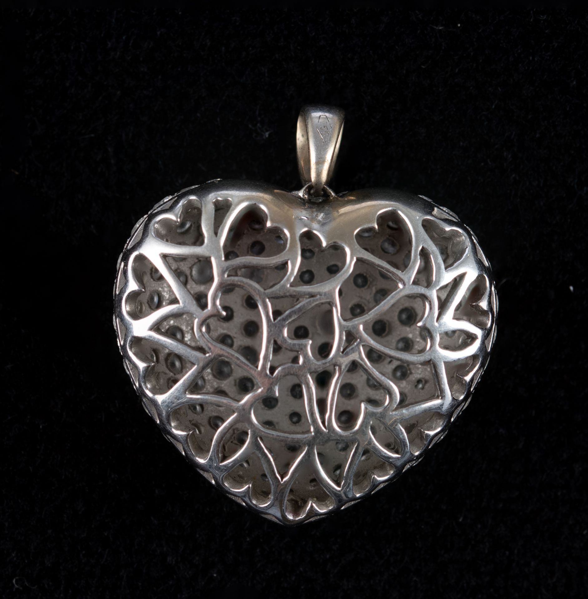 An 18ct white gold heart-shaped pendant, the front (and the loop) set all-over with brilliant-cut di - Image 2 of 4