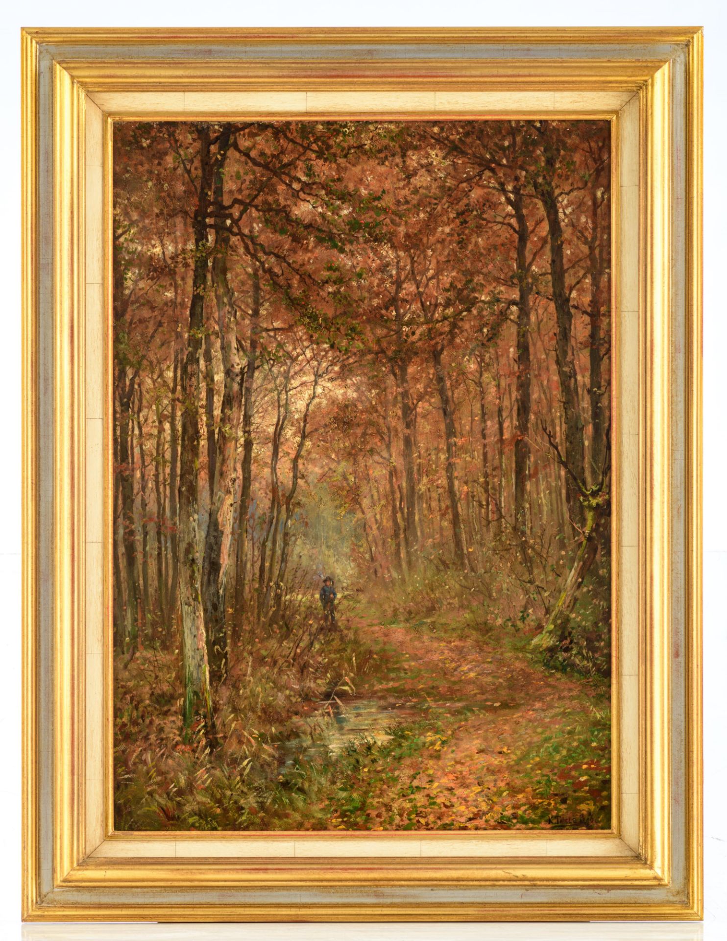 De Vadder F. pollard willows near the shore, oil on triplex, 35 x 53 cm. Added: Thiele K., a forest - Bild 8 aus 13