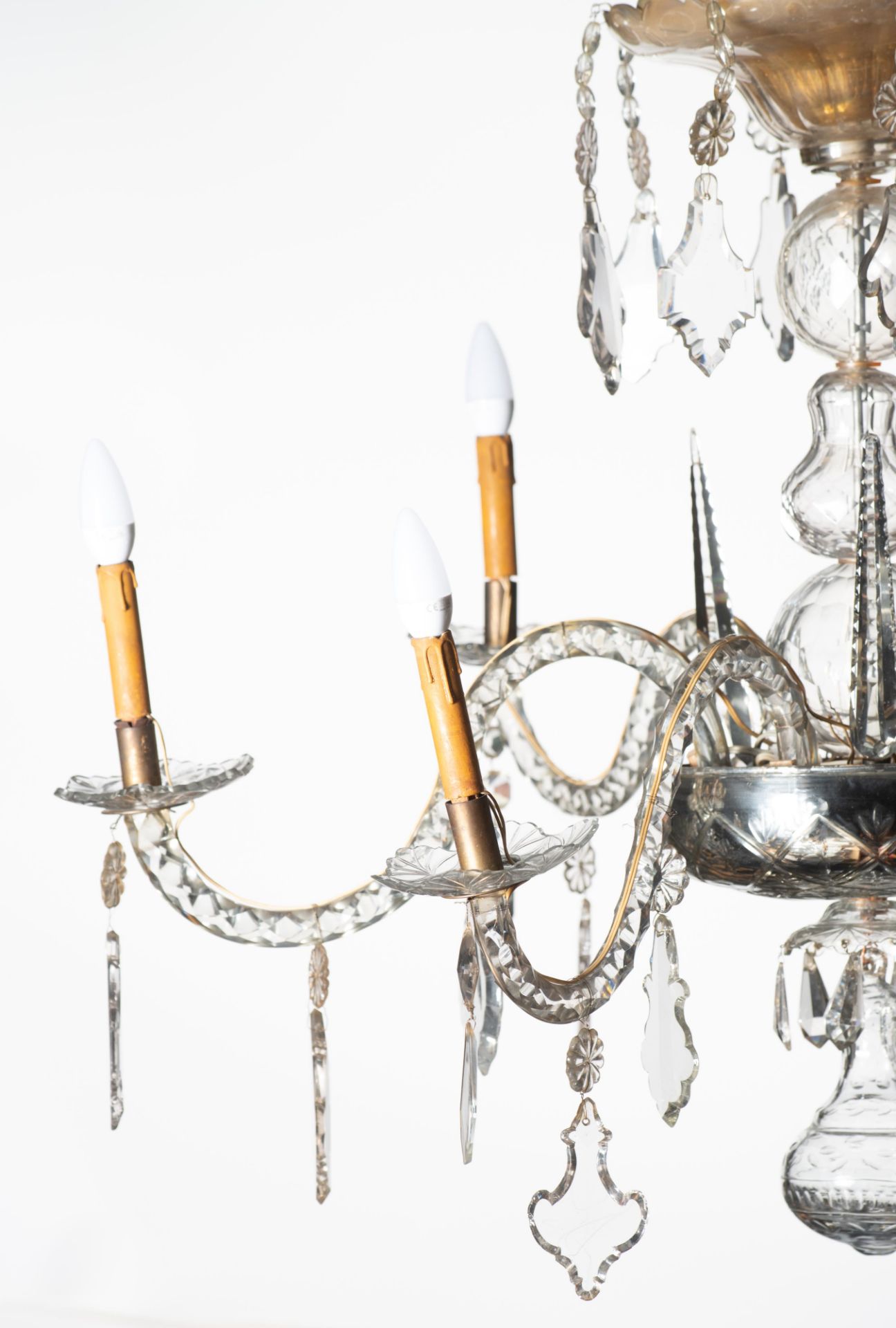 An imposing six-armed Venetian type glass chandelier, H 80 - › 107 cm, - Image 3 of 6