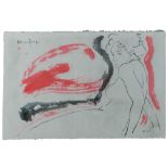 Bonnefoit A., a female nude lying, dated 1987, with two Chinese seal marks, ink on paper (Print?)