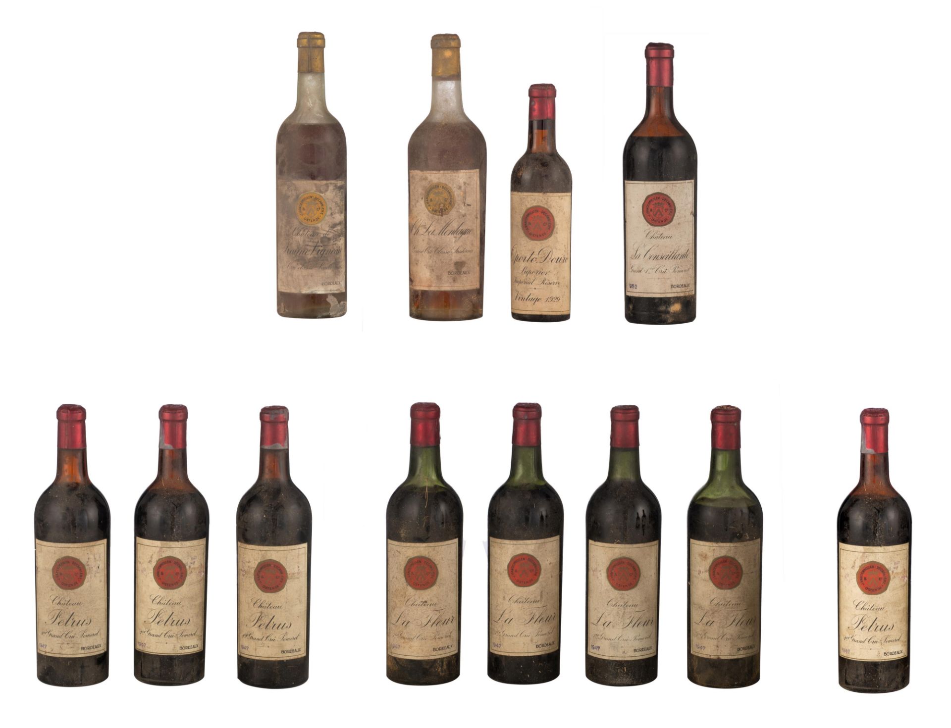 A series of J. Vandermeulen - DecanniŠre (Ostend - Belgium) bottled wines (standard size): 3 bottles