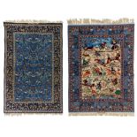 An Oriental Isphahan carpet, decorated with animals and birds in a landscape setting, signed, added: