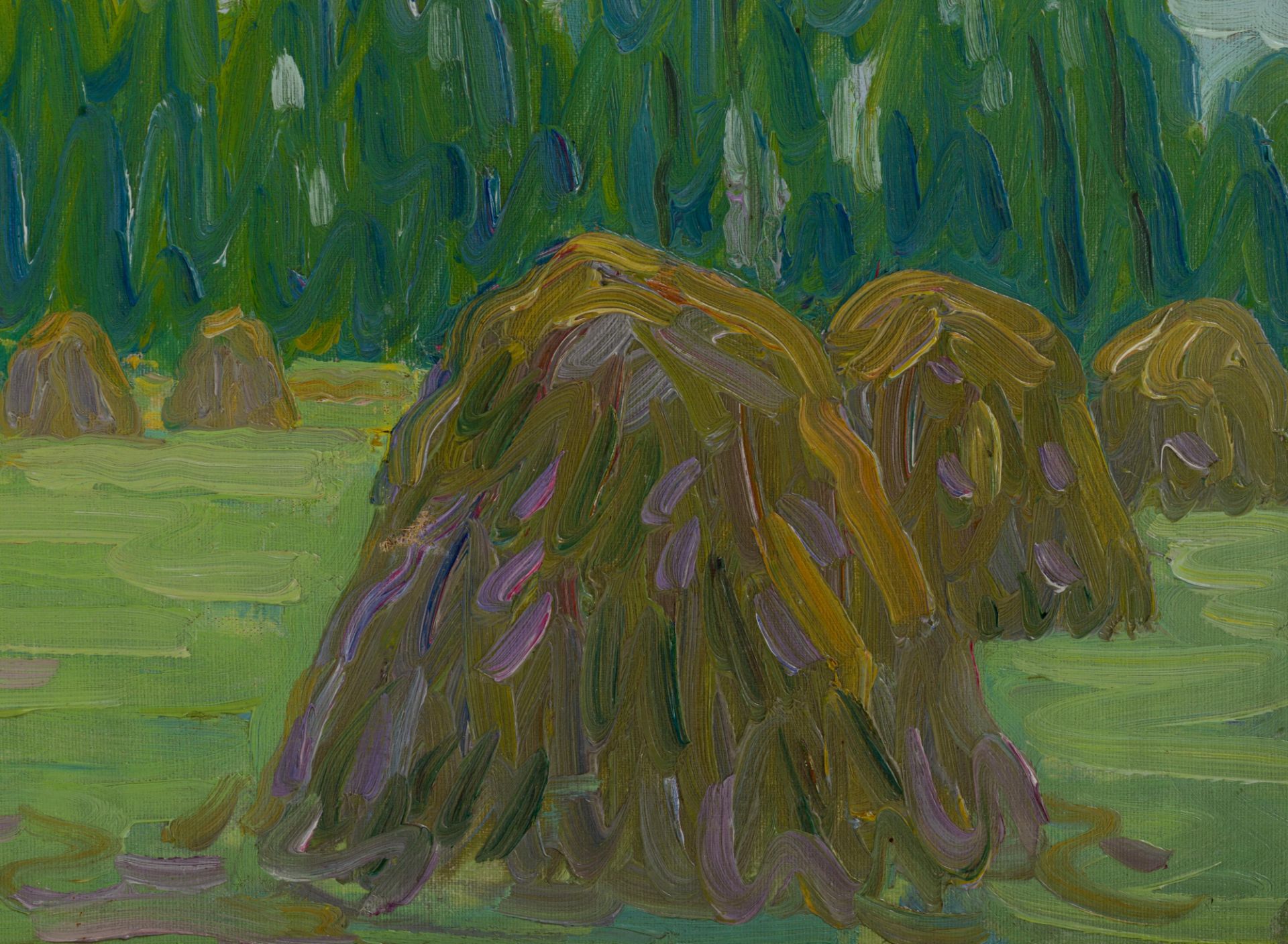 Horenbant J., the laundry tub, oil on canvas, 34 x 45 cm. Added: Montobio G., the haystacks in summe - Image 9 of 12