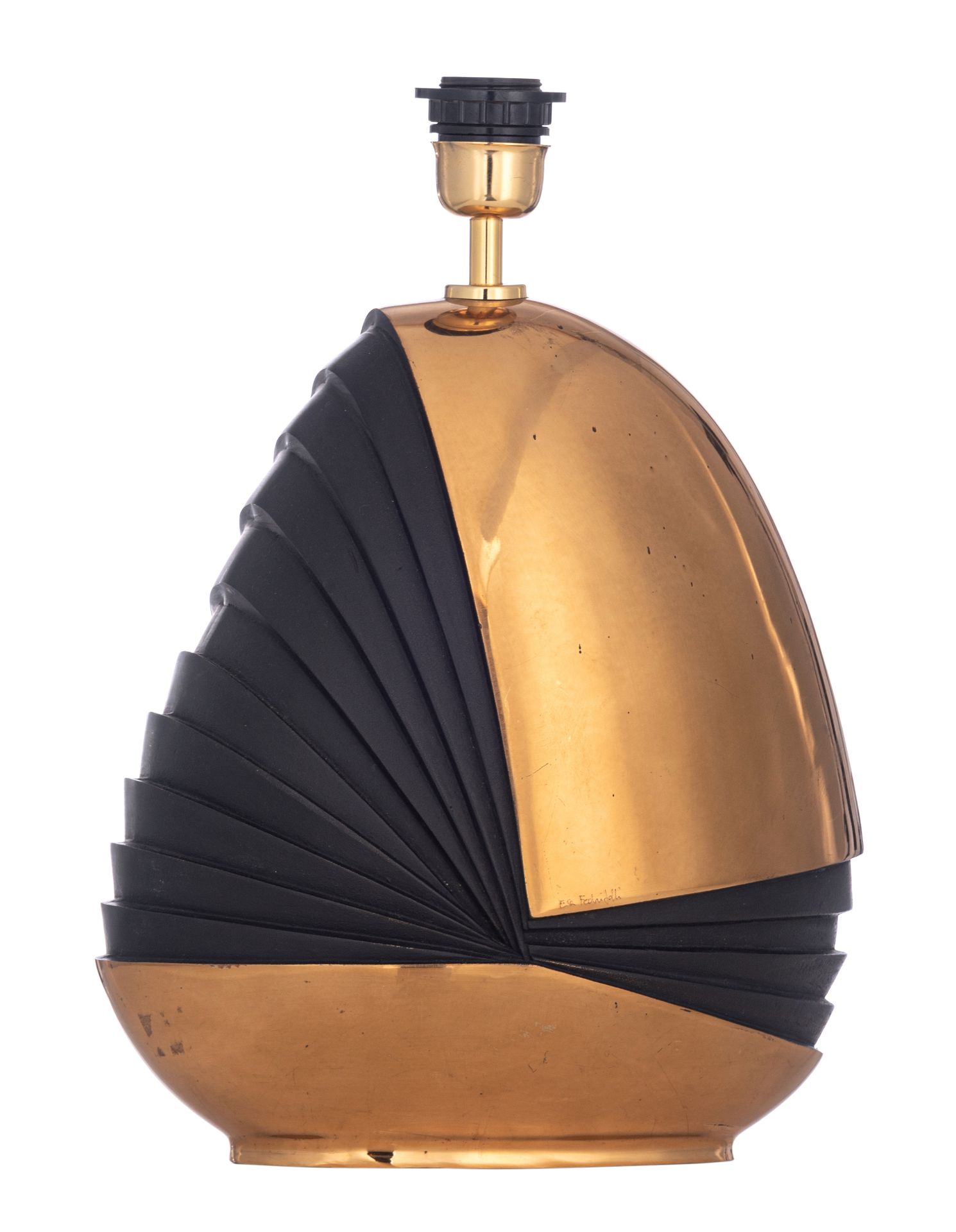 A brass Italian '70s design lamp by Esa Fedrigolli, signed, H 41 cm
