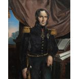 No visible signature, the portrait of Leopold I of Belgium, verre ‚glomis‚ painting, 19thC, H 28 x W