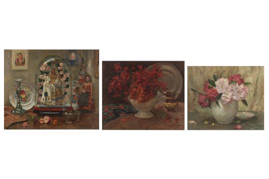 Van de Fackere J., a still life with a so-called 'besloten hofje', silverware and flower decorated d - Bild 1 aus 11