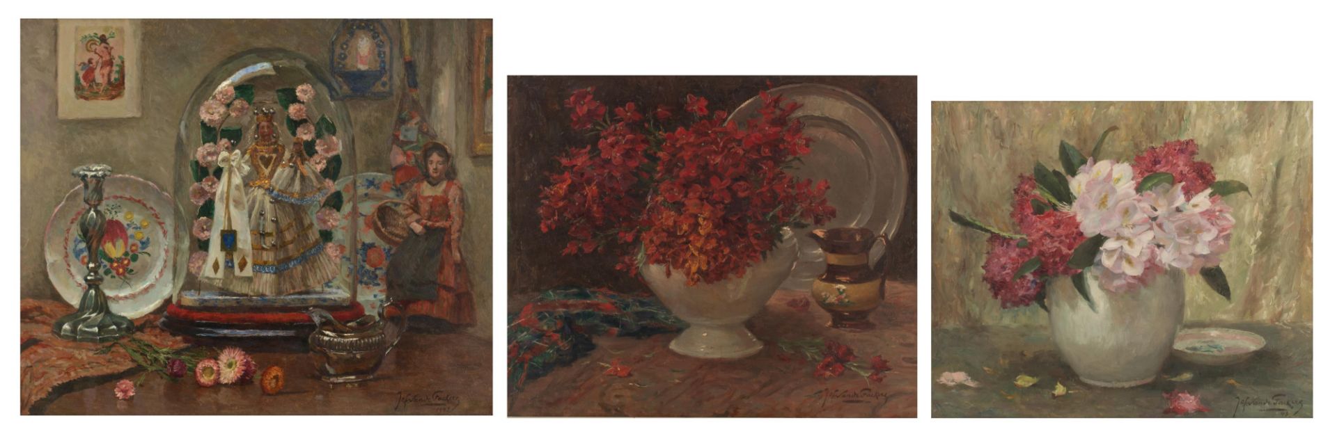 Van de Fackere J., a still life with a so-called 'besloten hofje', silverware and flower decorated d