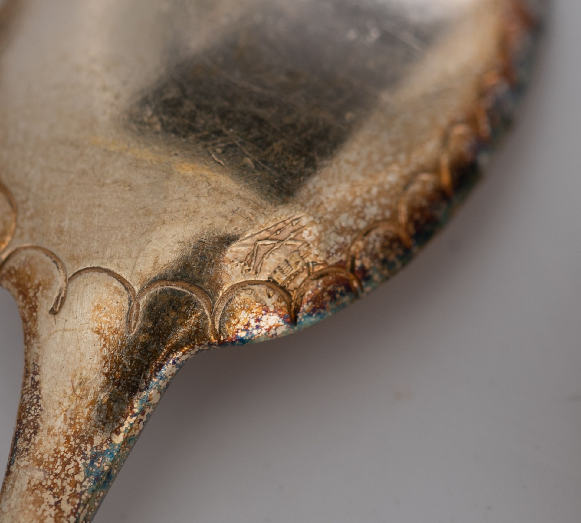 A set of eight Neoclassical silver salts with the blue glass liners and the matching spoons, French - Image 45 of 47