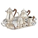 An 800/000 silver coffee and tea set, made by the R. A. Leopold - Brussels workshop (Van Dievoet III