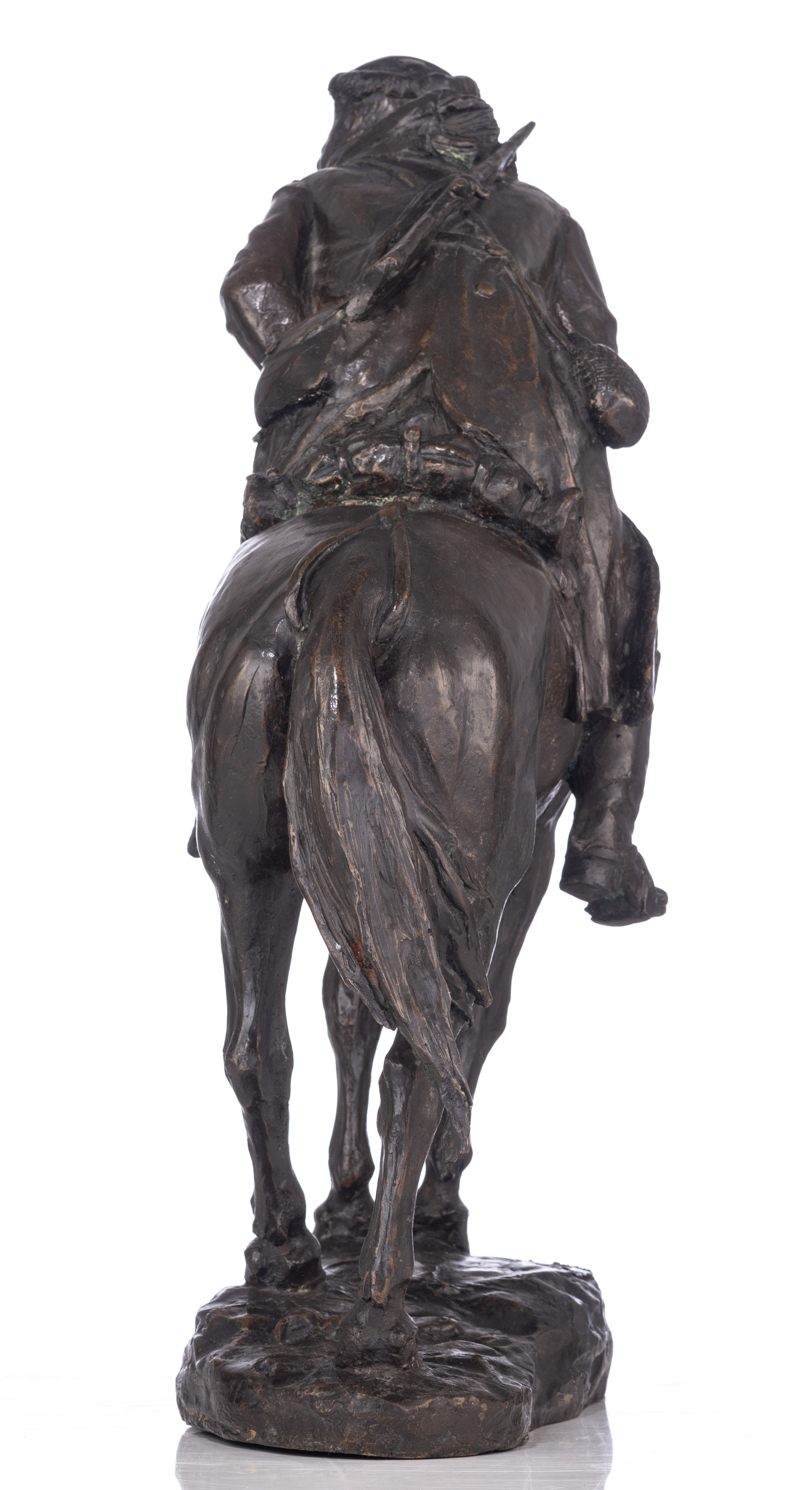 Malavolti A., a Cossack soldier on horseback, with inscription 'cire perdue', patinated bronze, H 48 - Image 2 of 14