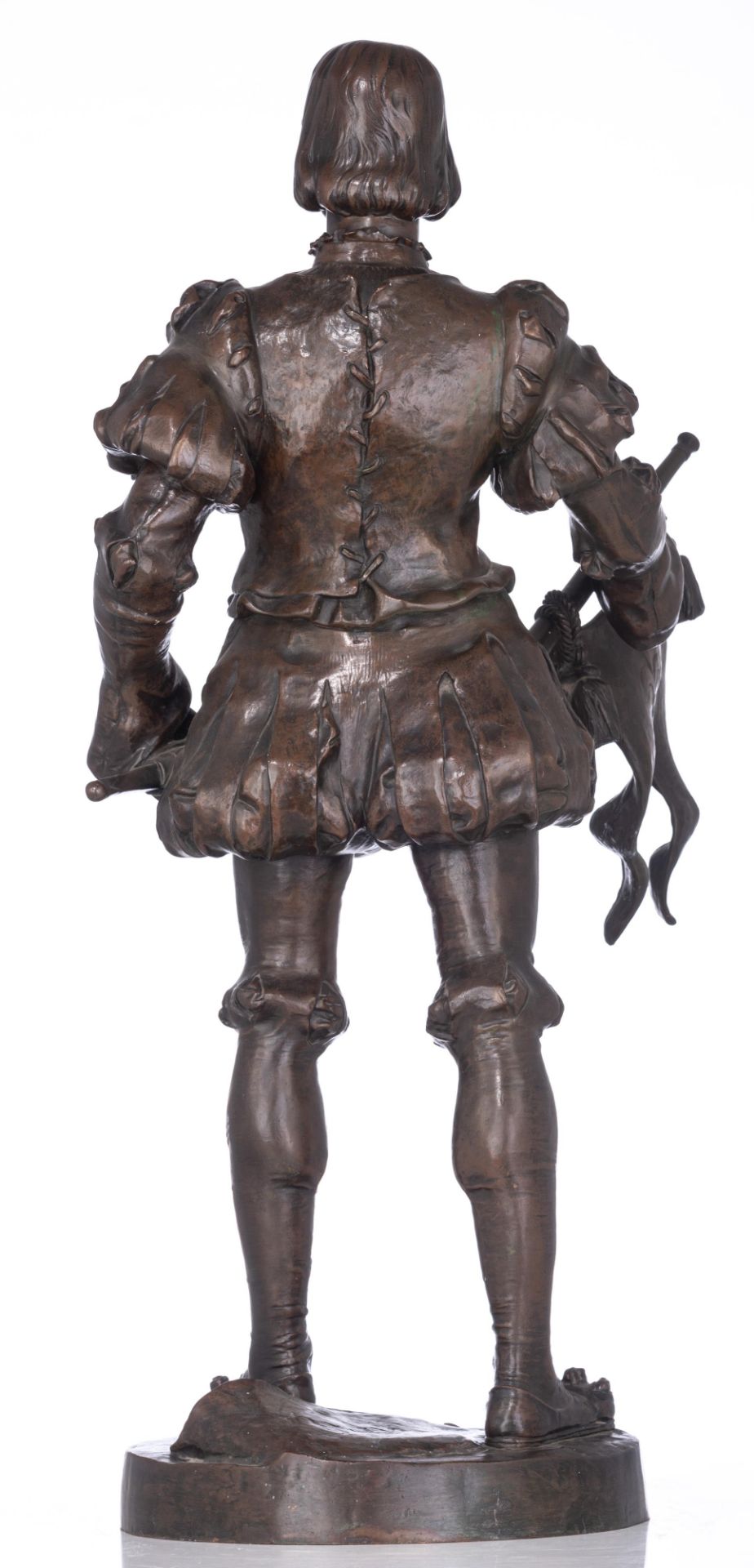 Cordonnier A., 'Heraut d'Armes XVe SiŠcle (Hotel de Ville de Paris)', patinated bronze, H 90 cm - Image 4 of 8