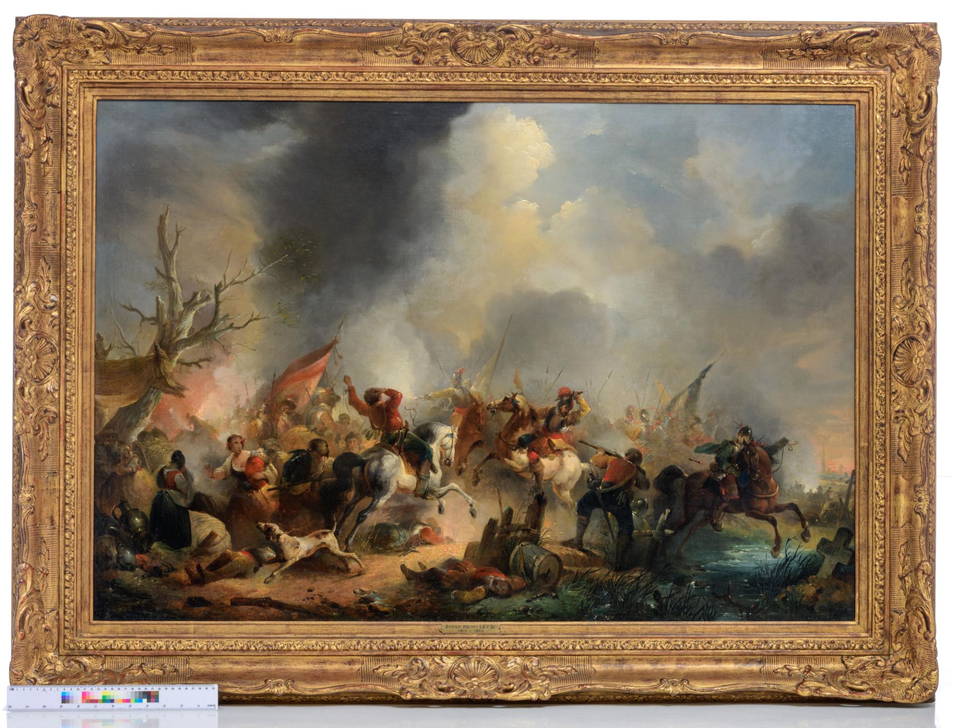 Monogrammed H.L. (Attributed To Henri Leys), A Battle Scene Of The 'Eighty Years' War', 19thC - Image 9 of 9