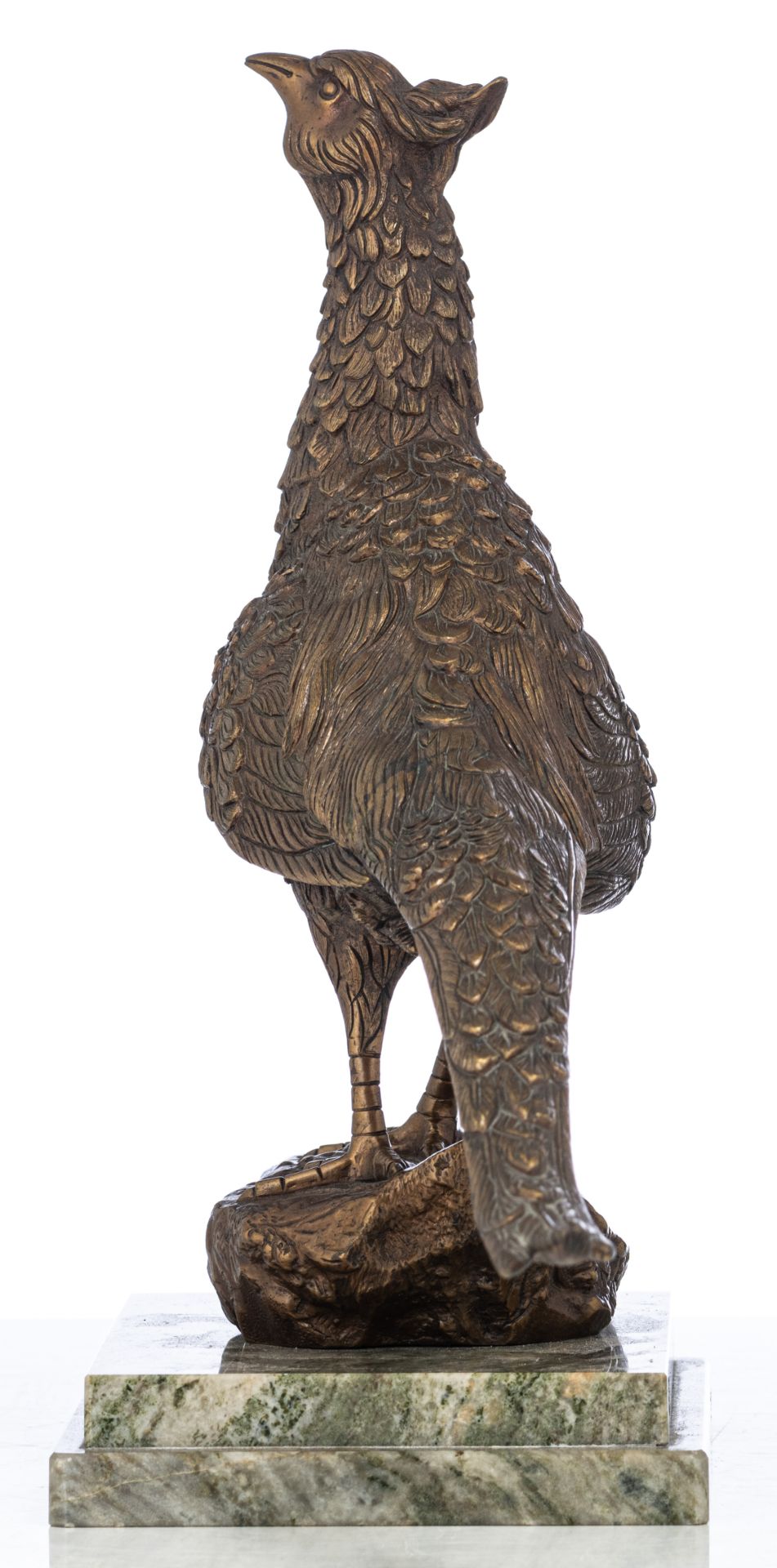 Amorgasti A., a pheasant, patinated bronze, on a green marble base, H (with base) 39 - (without base - Image 4 of 5