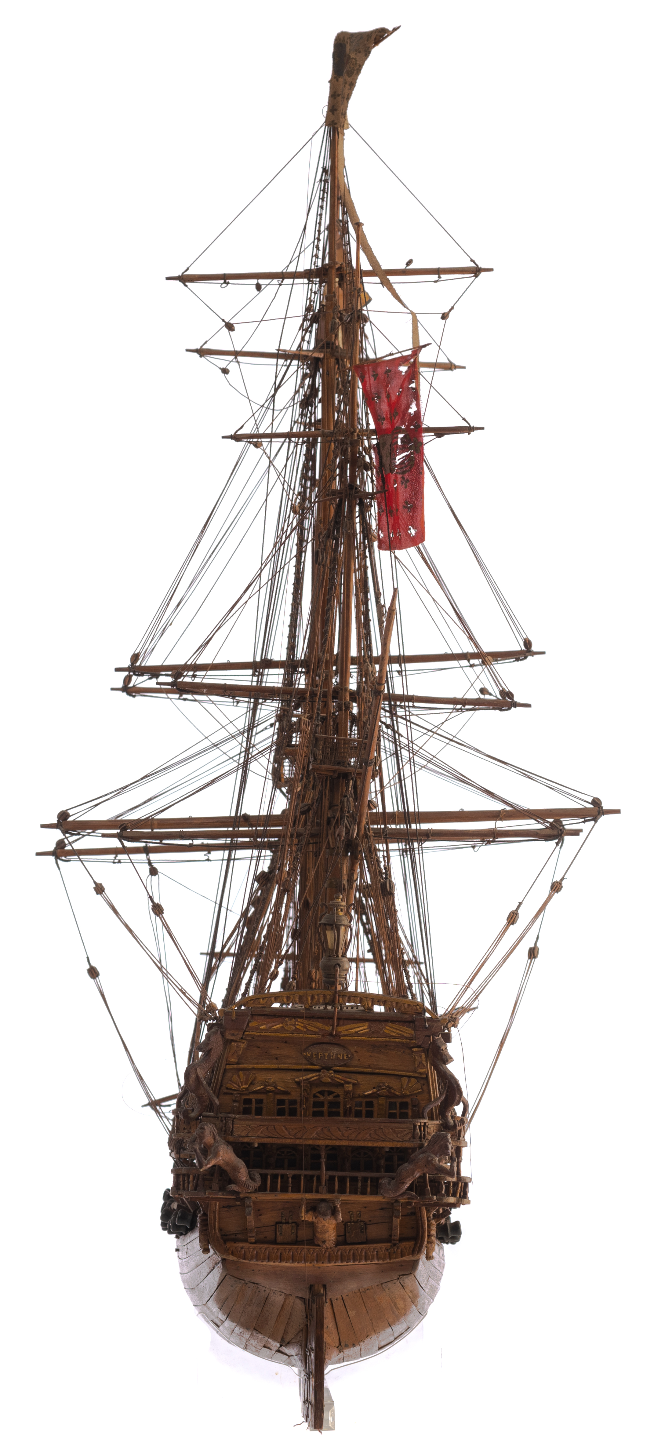 The 'Neptune', a 19thC ship model of a 17thC Spanish galleon, on a plexiglass base, H 110 - W 117 cm - Image 2 of 8